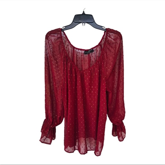 Lane Bryant Tops - Lane Bryant Sheer  Blouse Sz 14/16 Womens Long Sleeve Textured See Thru Y2k